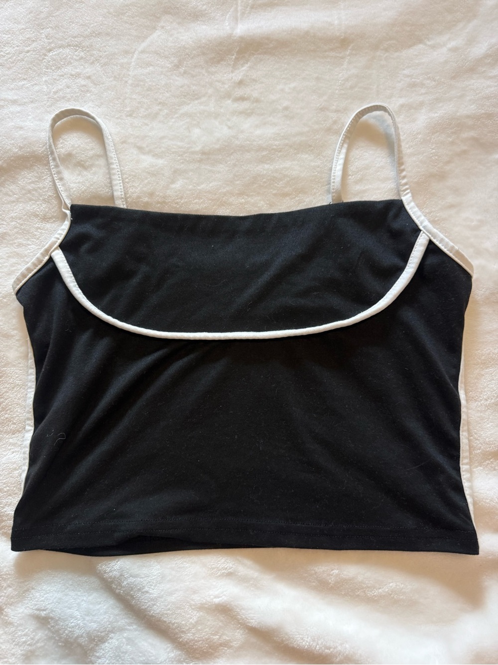 Amazon Black Cropped Cami with White Trim